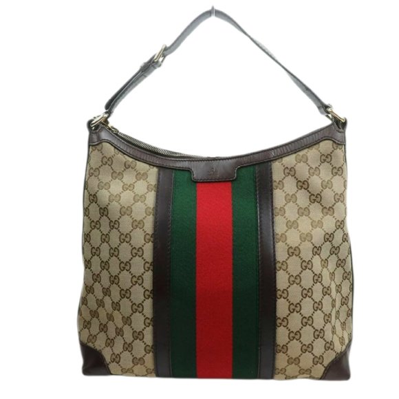 Gucci Handbags - Auth Gucci Classic Brown Canvas Tote Bag